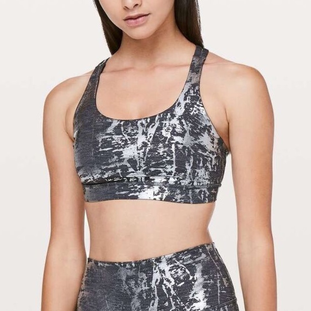 Lululemon Energy Bra
Crinkle Heather Brindle High Shine Foil